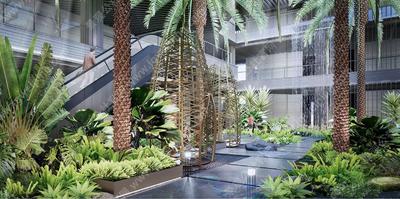 建筑线条和海浪元素呼应-超高调性与简洁时尚融合-某现代风格高端酒店景观方案