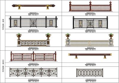 S-01-Z-108经典简欧风格设计-九个常用景观栏杆标准化设计施工图+SU精细模型