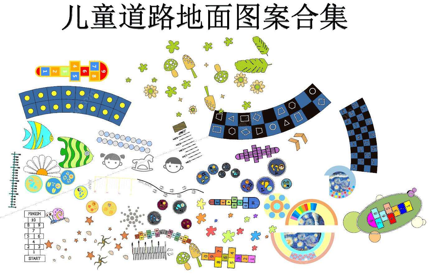S-01-Z-061儿童活动区道路特色图案-材质地面铺装SU模型