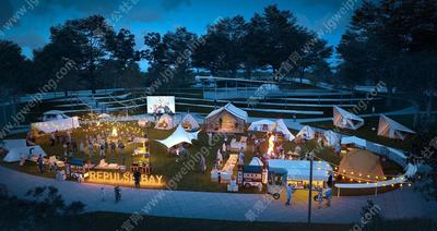 房车露营-无边界森林泳池-军事夏令营-篝火聚会-某房车露营基地总体规划设计方案