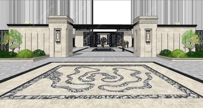 S-03-Z-007新中式景观设计必备-精选大门入口场景66例+亭廊SU模型70例