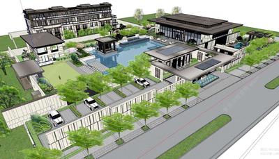 S-05-L-028苏州某新中式（新亚洲）顶豪级地产示范区景观设计SU精细模型