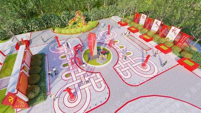 ID：S-09-L-174红色文化广场SU模型-祈福图案的创意文化广场SU模型