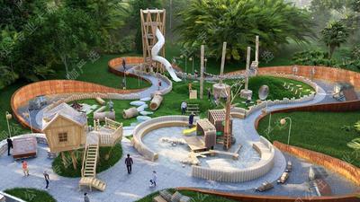 ID：S-09-L-173无动力儿童乐园SU模型-城市公园儿童区SU模型-森林乐园SU模型
