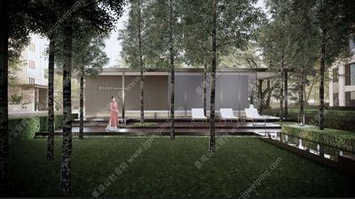 清雅-静谧-超高调性-森系极简景观最经典中央客厅-中央客厅SU模型+施工详图+效果图