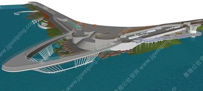 创意曲线的滨水栈道-艺术造型的观景挑台-木栈道-某滨水公园景观设计SU精细模型