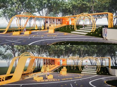 S-07-Z-149活力黄色系配色-儿童游乐设施-儿童活动区SU模型