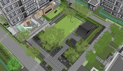 道合设计-融创某高端地产项目大气景观SU模型-极简现代的儒雅之风-富氧运动的森系豪宅