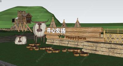 S-11-L-010美丽乡村经典野外度假营地总体设计SU精品模型