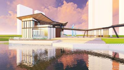 S-08-L-004某带状滨水公园景观设计SU精细模型+Lumion效果图