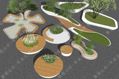 ID:S-01-Z-127现代城市家具设计SU模型-创意树池座椅设计SU模型-景观座椅SU模型