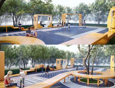 S-07-Z-150儿童活动设施构架-攀爬架-滑梯-户外座椅-儿童活动区SU模型