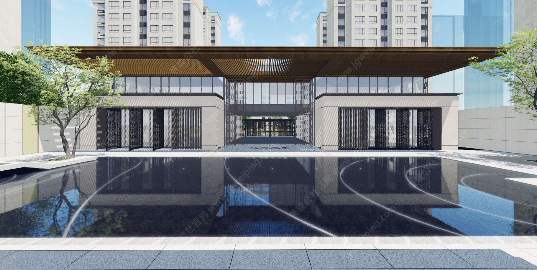 W-02-L-180三进院落-某极简主义诗意豪宅景观设计方案