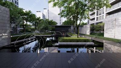 JTL设计-花镜吧台的休闲空间-临水静谧的中央客厅-某极简风格高端地产项目大区景观SU模型