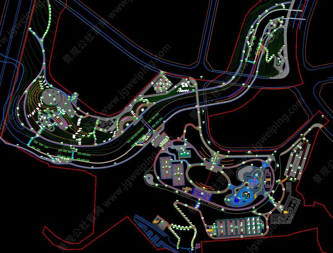 口袋公园构图参考-空中走廊戏水乐园-某彩云主题-国际社区公园景观全套扩初设计