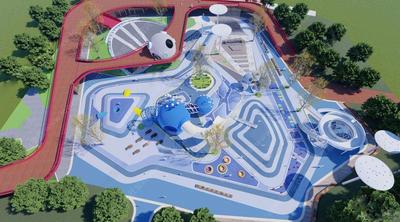 S-07-Z-145太空主题蓝色系儿童区-滑梯-攀爬-儿童活动区SU模型