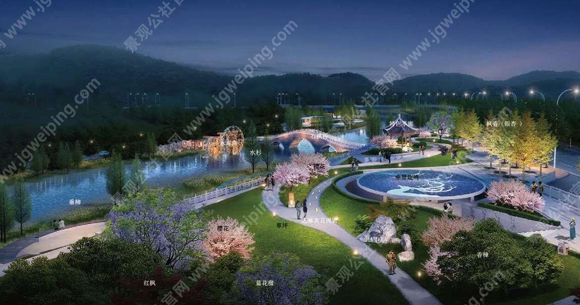 巫文化特色滨水公园-多元化生态景观绿道-某滨河文化公园景观设计方案+CAD平面图