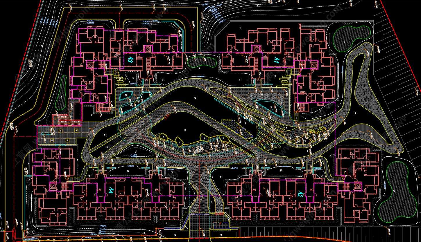 大中庭空间经典布局-高端地产项目大区景观设计全套施工图