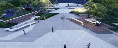 科技元素的创意构图-极简现代的商业空间-某高端商住综合体项目景观SU精细模型