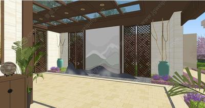 G-002-L-078新亚洲-极简风-豪地产景观设计精品廊架施工图+SU模型