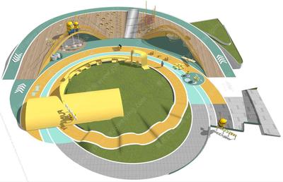 S-07-Z-117卡通小黄人主题攀爬设儿童活动区SU模型