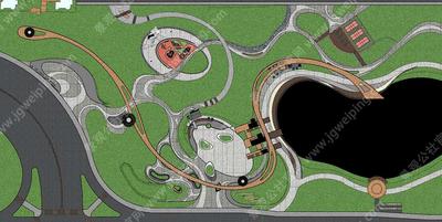 超级艺术的现代流线穿插-非常完美的休闲运动公园-某现代滨水休闲运动公园景观SU模型