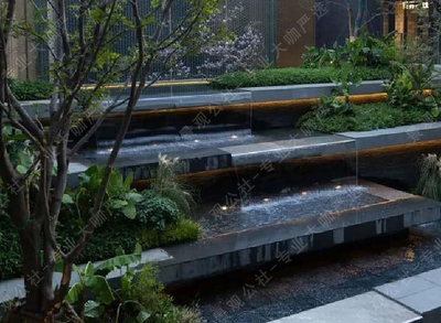 台地花镜结合叠水瀑布-大高差入口处理经典参考-某办公产业园景观全套施工图