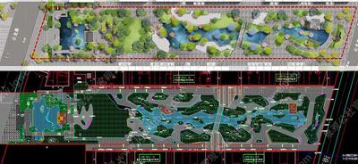 蓝调设计-以水为脉-融入新中式建筑风-打造开放共享的特色街区绿地-某城市街区绿地景观设计方案+全套施工图