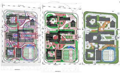 大手笔能量环创意构图-文化型生态感景观长廊-某市**中学景观设计方案