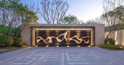 G-002-L-072铜板外包-锈板灯带-镀铜做旧-艺术雕花-10个经典景观墙CAD施工图做法详图