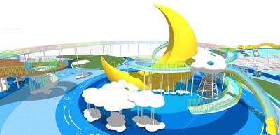 S-07-Z-146云朵月亮彩虹主题-儿童沙坑-走廊-儿童活动区SU模型