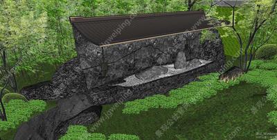 宛自天开的自然山水-粗犷艺术的空间构图-建发经典-某高端项目展示区景观SU模型