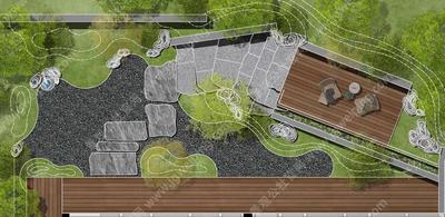 2024最新-15幅经典PSD高清分层彩平图-水彩风-真实感-小清新-多种风格-枯山水-黑白配-高级灰-调性超高-庭院景观必备