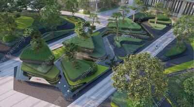 跌水青松的立体山水艺术-调性极高的现代创意景观-某**酒店项目景观设计方案