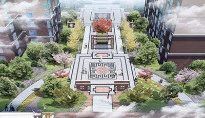 W-10-L-038古城西安某中式大盘景观设计方案+SU超精模型+CAD总图