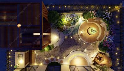 弧线元素-东南亚风情-某经典私家庭院景观SU精细模型