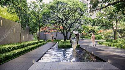 新加坡现代森系景观-极简风密林寻踪创意-现代极简森系高端豪宅项目大区景观SU模型