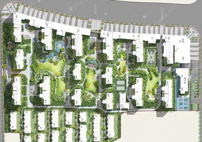 老司机新作-地形流畅-色彩统一-清新素雅-大区景观设计PSD分成彩平图