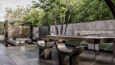 穿插组合经典构思-现代风格艺术庭院-某现代风格高调性私家庭院景观SU模型