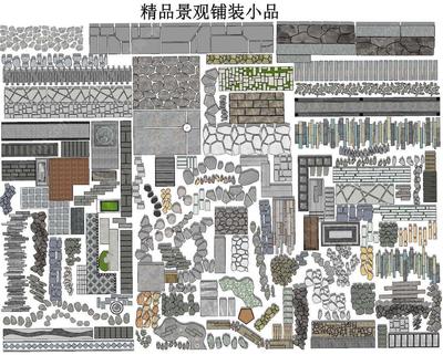 S-01-Z-098小石子园路铺装-道路铺装-中式庭院铺装SU模型