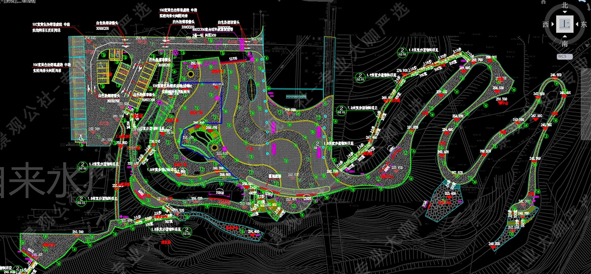 2024新-滑板场-镜面不锈钢柱子廊架-架空栈道-水磨石休闲长椅-自行车停车架-架空广场-某城市滨水公园景观全套施工图