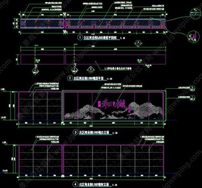 G-002-L-045中式群山景观-北区商业街LOGO景墙-景观建筑小品施工图