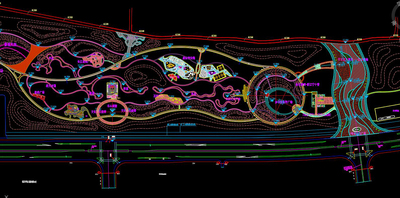 带状构图经典-长江语录景墙-经典旱溪做法-船桨创意景观-星光大道-多功能草坪-观鸟廊-茅草亭-某带状滨江公园景观全套施工图
